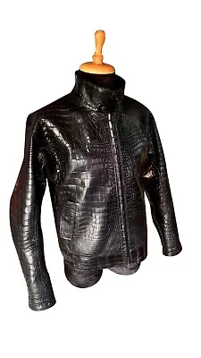 Genuine Crocodile Alligator Leather Black Bomber Biker Motorcycle Jacket For Men • $3800