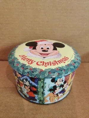 Vintage Walt Disney MICKEY MOUSE Merry Christmas CANDY TIN   • $9.95
