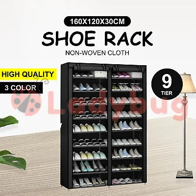 $54.95 • Buy 54 Pairs Shoes Cabinet Storage Shoe Rack With Cover Portable Wardrobe