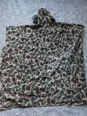 Vintage FROGSKIN Camouflage PONCHO Hooded ONE SIZE (big) Military Army HUNTING • $168.95