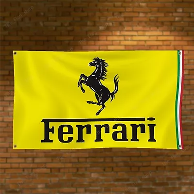 Ferrari Flag 3x5 Ft Racing Italy Man Cave Yellow Manufacturer Car Garage Banner • $14.95