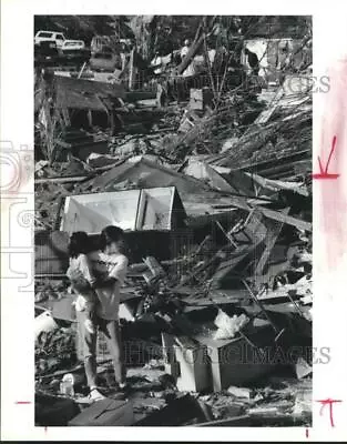 1992 Press Photo Michele Cortez Alexandra Rodriguez See Tornado Damage Houston • $15.99