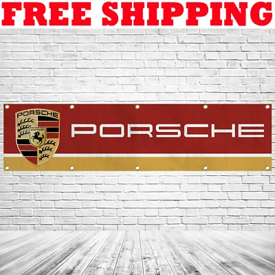 PORSCHE German Car Banner Flag 2x8Ft Car Racing Flag Decor Garage Man Cave 2024 • $21.95