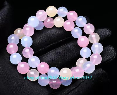 2 Pcs Genuine Natural Colorful Morganite 10mm Gems Round Bead Bracelet 7.5  AAA • $4.49