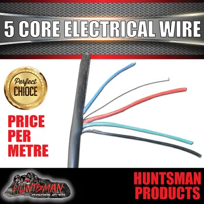 5 Core Electrical Wire Per Metre . Od 7.2mm 38/0.15 Trailer/ Caravan  • $2