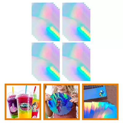  20 Sheets Sticker Paper Colorful Holographic Stickers Drinking Cup Decals Label • £48.89