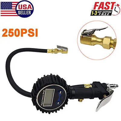 Digital Tire Inflator With Pressure Gauge 250 PSI Air Chuck For Truck/Car/Bike • $15.57