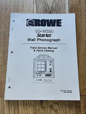Rowe Cd-ws20 STARLET Wall Box Jukebox Service Manual & Parts Catalogue  • £15