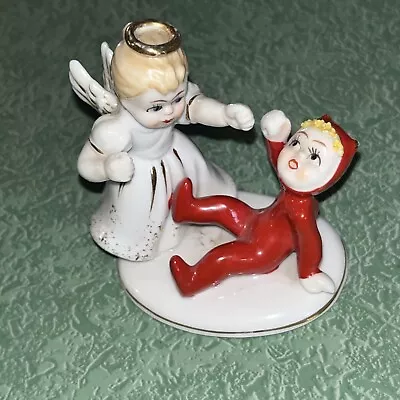 Vintage Lefton Devil Black Eye Angel Figurine K1055 HTF W/Label Damaged • $2.83