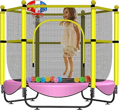 $233.67 • Buy 60inch 5 FT Indoor Outdoor Toddler Baby Trampoline With Safety Enclosure Net