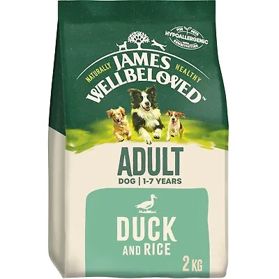 2kg James Wellbeloved Natural Adult Complete Dry Dog Food Biscuits Duck & Rice • £10.99