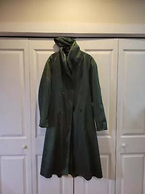 Jones New York Iridescent Green Trench Coat Long Hood Matrix Costume Jacket • £57.37