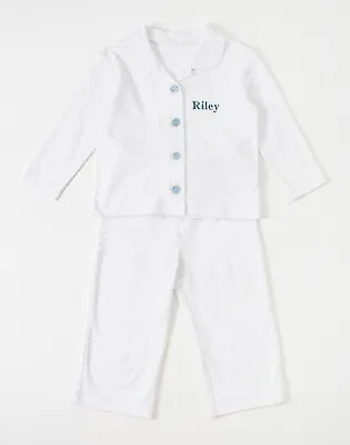 £6 • Buy Personalised Children's Pyjamas Traditional Blue Sparkle Button Up