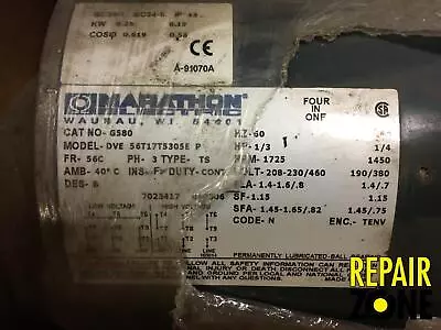 1/3 Hp 1800 Rpm 56c Fr Marathon Marathon 3 Phase Motor New *liquidation* • $110