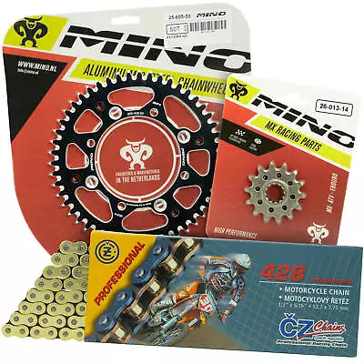 Kawasaki KX85 2001 - 2022 Mino 15T/49T Gold MX CZ Chain And Black Alloy Sprocket • $179.95