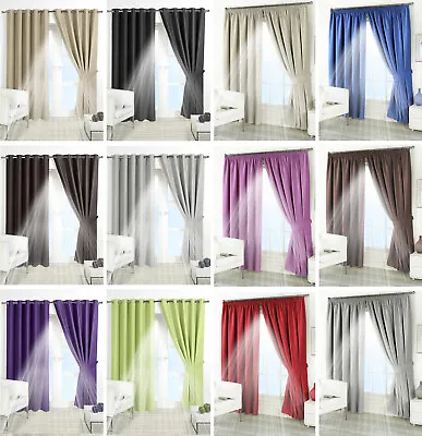 £11.95 • Buy THERMAL BLACKOUT CURTAINS Eyelet Ring Top OR Pencil Pleat FREE Tie Backs