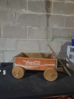 Vintage COCA-COLA RED CRATE WAGON Wooden Antique Decor Coke Collectors • £63.63