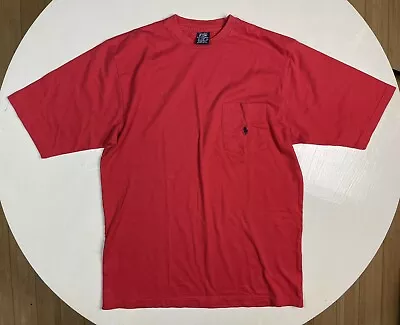 Vtg. Polo Ralph Lauren Men RED Classic Fit Solid Crewneck Tee Shirt W/ POCKET XL • $18.71