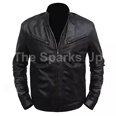 Fast & Furious 6 Vin Diesel Dominic Toretto Casual Black Biker Leather Jacket • $132.46
