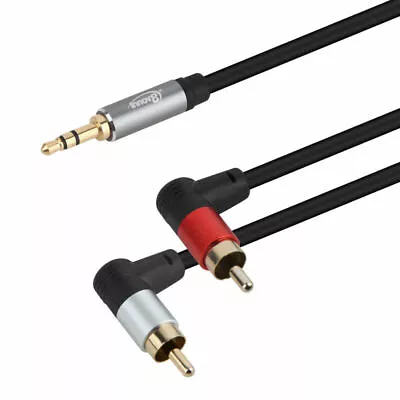 £8.95 • Buy 3.5mm AUX Jack To 2 X RCA Angled Connector Stereo Audio Y Cable 1.5M