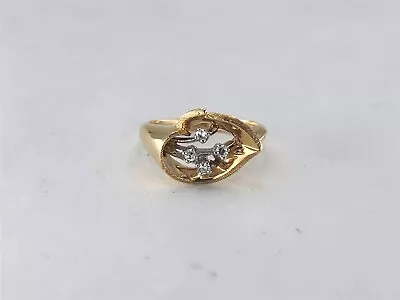 Vintage 14K Yellow Gold Floral Diamond Cluster Ring Sz 6 .08 Cttw. • $330