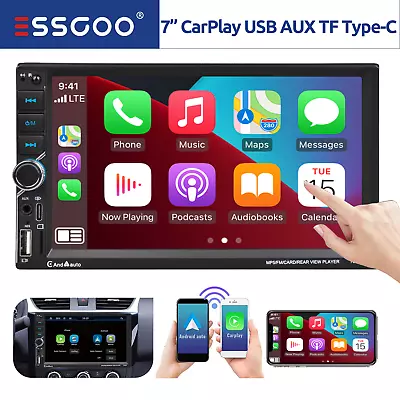 Apple CarPlay/Android Auto Double DIN 7  Car Stereo Radio TouchScreen USB Type-C • $55.99