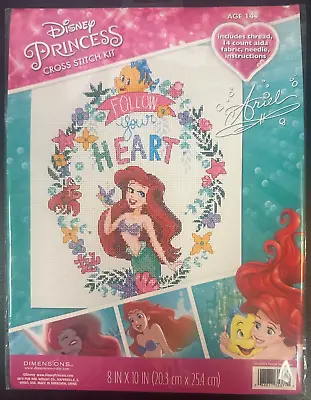 Disney Mermaid Cross Stitch Kit By Dimensions  Follow Your Heart  - NEW • $14.95