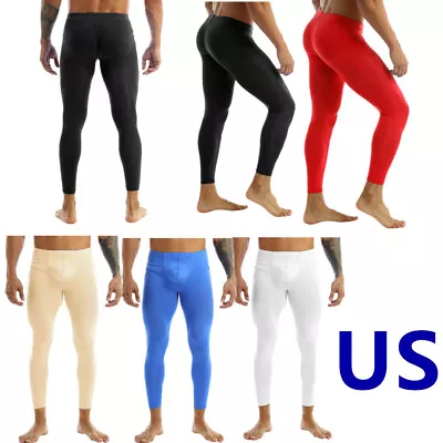 US Mens Thin Ice Silk Compression Baselayer Thermal Long Pants Johns Underwear • $7.84