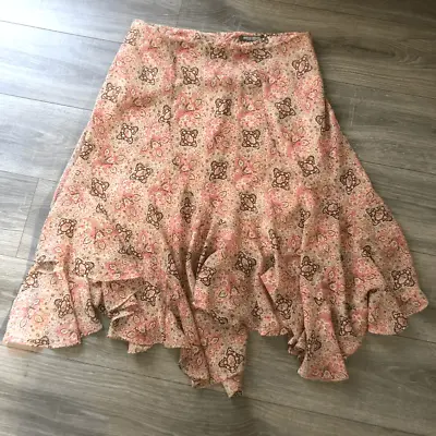 Y2k Bisou Bisou Floral Patch Paisley Print Handkerchief Skirt Pink Size 16 Miche • $32