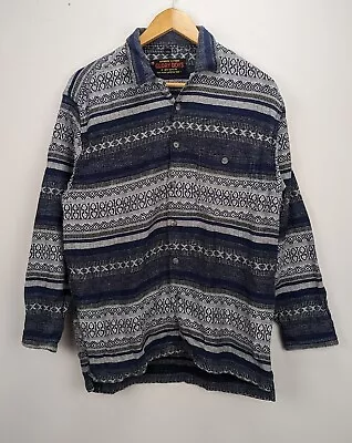 C&A Shirt Men Vintage Long Sleeve Aztec Geometric Cotton Collared Regular Size M • £17.38