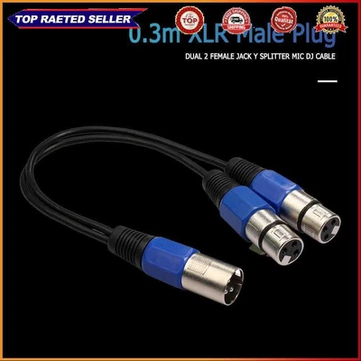 £4.94 • Buy 0.3m XLR Male Plug To Dual XLR Female Jack Y Splitter Mic DJ Audio Cable