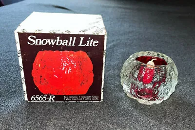 Vintage LE Smith Snowball Lite Votive Candle Holder NIB With Rare Red Insert • $19.99