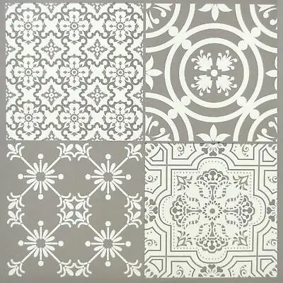 £5.99 • Buy Floor Tiles Self Adhesive Vinyl Flooring Kitchen Bathroom Patterned Light Grey