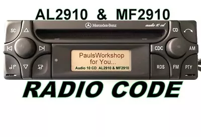 Mercedes Benz Audio 10 CD MF2910 AL2910 AL/MF2199 Becker Alpine 24H Code Radio • $5.32