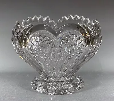 $125 • Buy Antique Clear Glass Imperial Zippered Heart Huge PUNCH BOWL