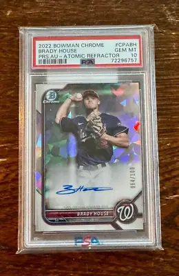 2022 Bowman Chrome BRADY HOUSE Atomic Refractor Auto /100 PSA 10 • $365