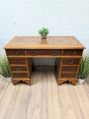 Vintage Tan Leather Top Captains Pedestal Desk  • £375