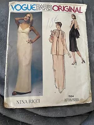 Vintage Vogue Paris Original Pattern #1554 By  Nina Ricci  Size 10 • $9.95