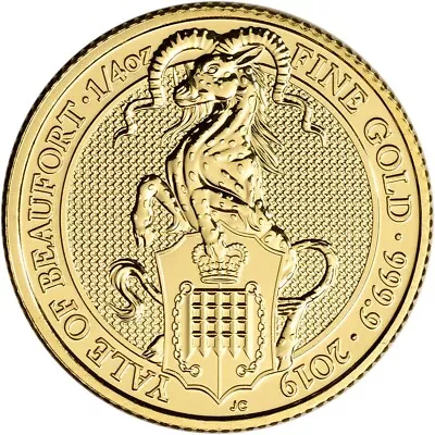 2019 Great Britain Gold  Coin - Queen's Beasts - Yale £25 - 1/4 Oz - BU • $621.53