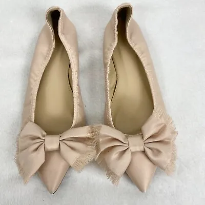 J. Crew Size 6 Cream Big Bow Pointed Ballet Flats- Small Flaws • $35.99