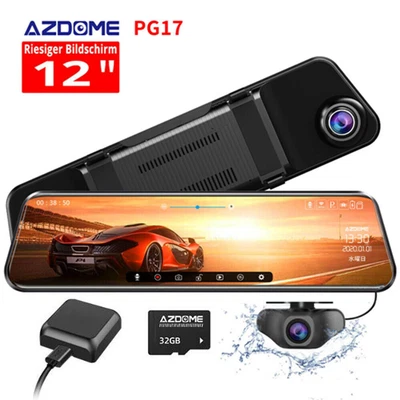 $102.99 • Buy AZDOME 12  1080P Dash Cam RearView Mirror Car Camera Front And Rear DVR Recorder