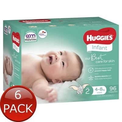 $325.50 • Buy 6 X Huggies Nappies Ultimate Infnt Jmb 96Pk