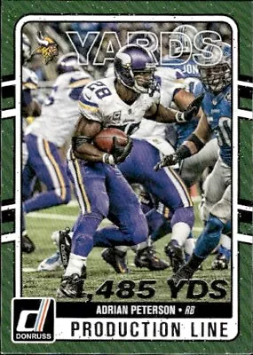 2016 Donruss #1 Adrian Peterson Production Line Yardage Minnesota Vikings • $1.75