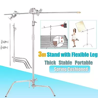 Heavy Duty Light Stand 300cm Steel C Stand With Sliding Leg Grip Head UK • £139.99