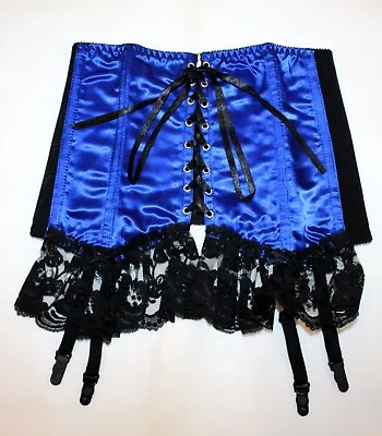 Blue Heavy Satin Under Bust Waspie/Waist Clincher(Suspender Belt) Various Sizes • £15.44