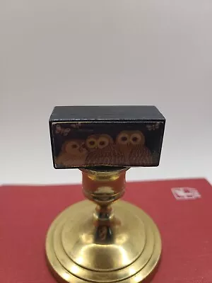 Trinket Box Owls On Brown Plastic. 2 Pc. Miniature. • $9