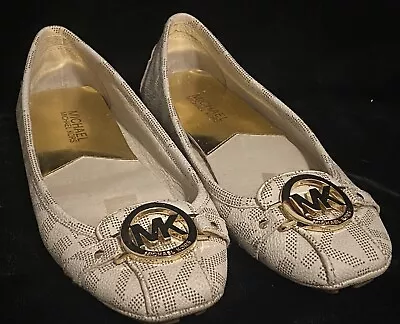 Michael Kors Fulton Moccasin Women 9 Ballet Flat Vanilla Slip On Shoe • $40