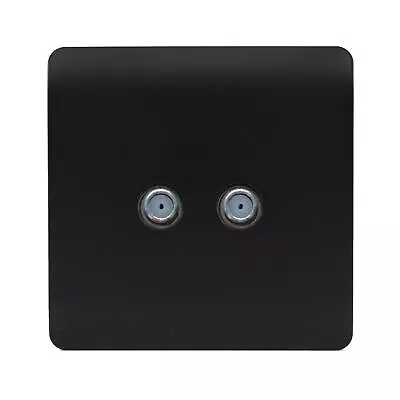 Trendi Switch 2 Gang Male F-Type Satellite Television Socket In Matt Black • £9.95