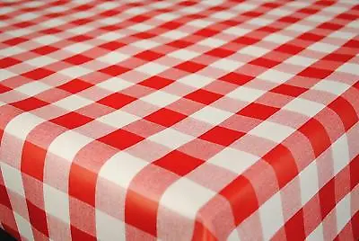 Plain Red White Gingham Check Pvc Vinyl Material Table Cloth Protector Checked • £7.20