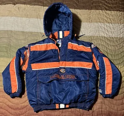 Vntg Starter Classic Team NFL Collection Chicago Bears Puffer Jacket Pullover XL • $75